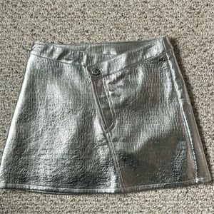 Ronny kobo metallic silver mini skirt NBW NWT
